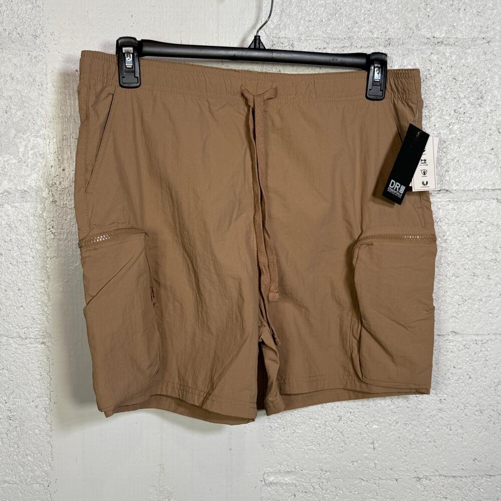 DR Essentials Men's Tan Zip Pocket Cargo Shorts Size large $52